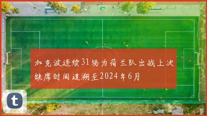 加克波连续31场为荷兰队出战上次缺席时间追溯至2024年6月